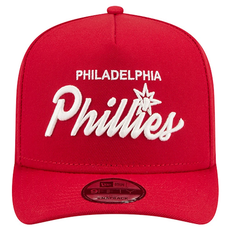 Men's New Era Red Philadelphia Phillies Local Play A-Frame 9FIFTY Snapback Hat