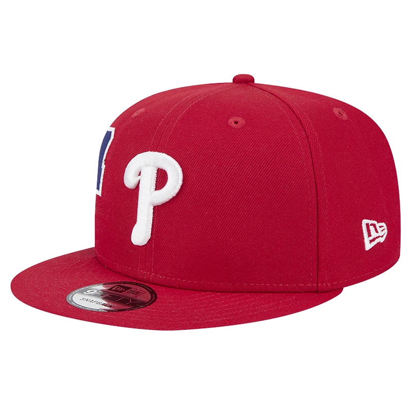 Casquette Snapback 9FIFTY rouge avec logo Philadelphia Phillies de New Era pour homme