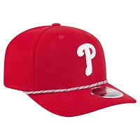 Casquette extensible à boutons-pression New Era pour homme avec plusieurs cordes et logo rouge des Philadelphia Phillies 9SEVENTY