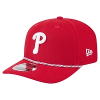 Casquette extensible à boutons-pression New Era pour homme avec plusieurs cordes et logo rouge des Philadelphia Phillies 9SEVENTY