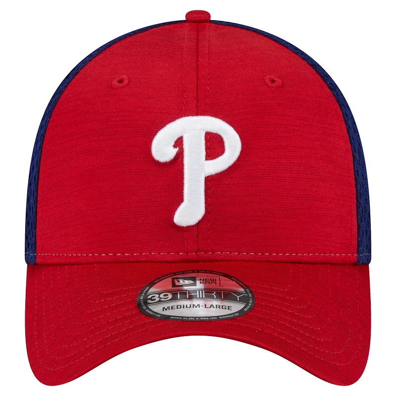 Casquette flexible rouge Philadelphia Phillies Neo 39THIRTY New Era pour hommes