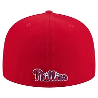 Casquette ajustée New Era rouge Philadelphia Phillies Overlap 59FIFTY pour homme