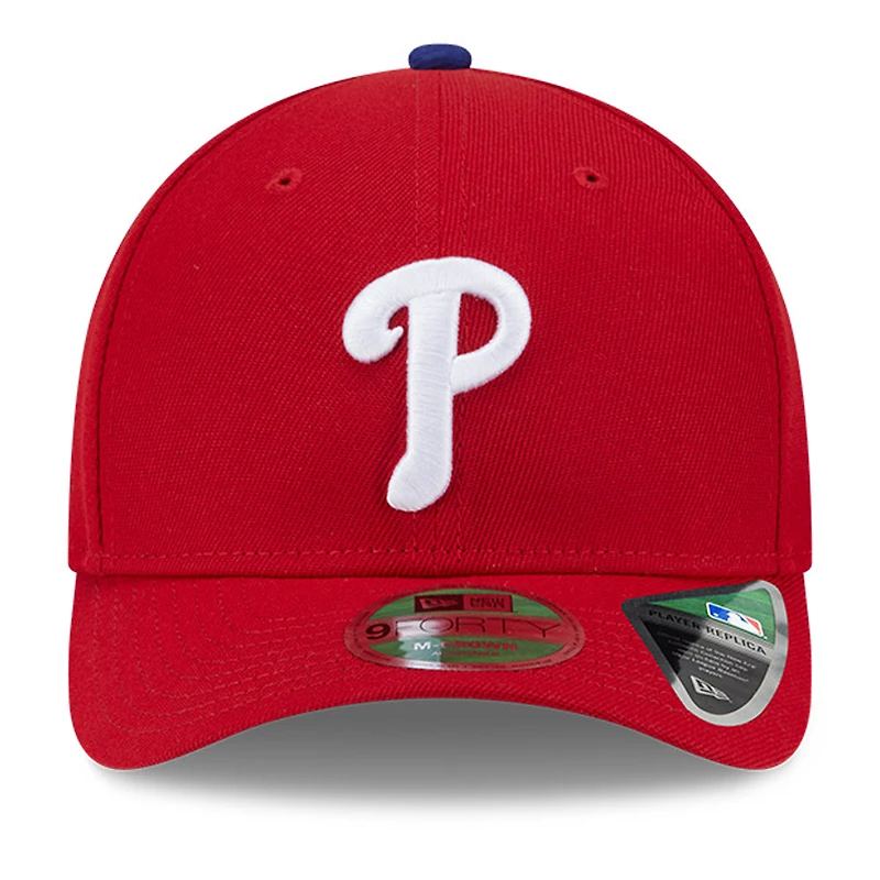Casquette ajustable New Era 9FORTY pour homme, réplique du joueur des Philadelphia Phillies, rouge