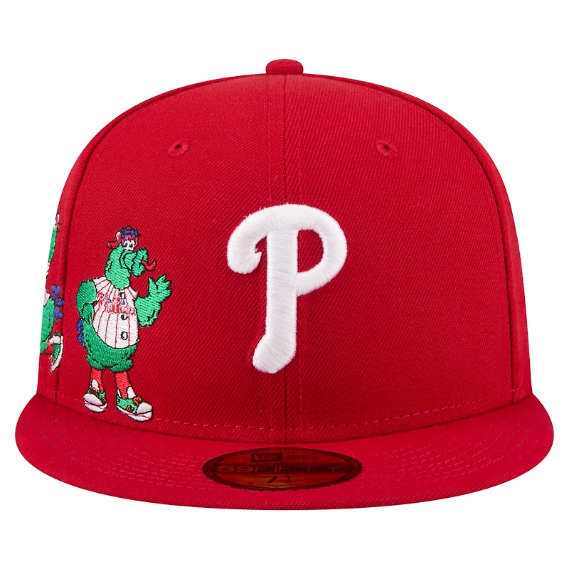 Men's New Era Red Philadelphia Phillies Run Mascot 59FIFTY Fitted Hat