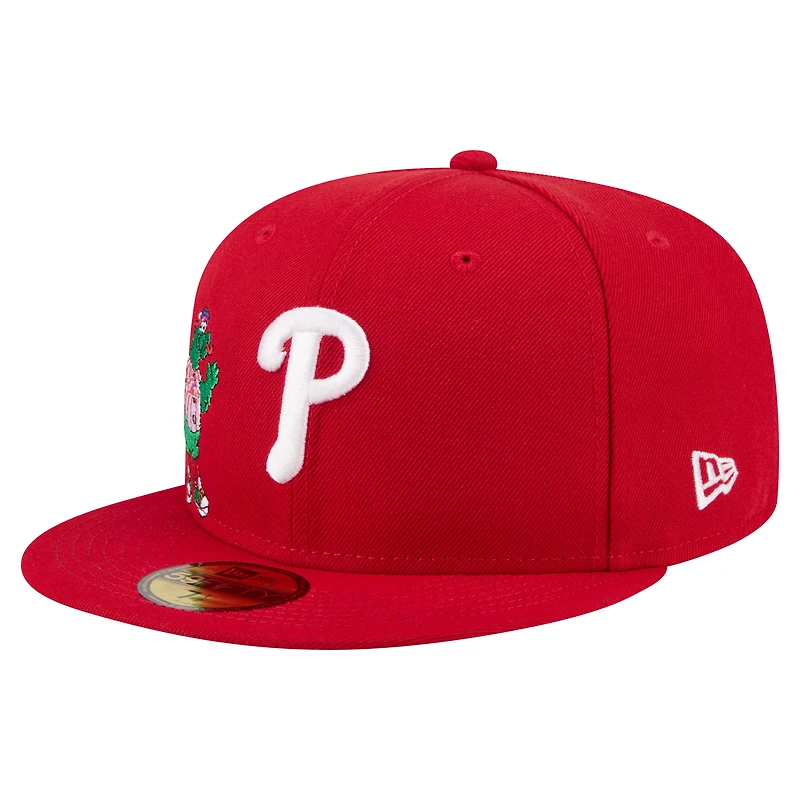 Casquette ajustée New Era rouge Philadelphia Phillies Run Mascot 59FIFTY pour homme