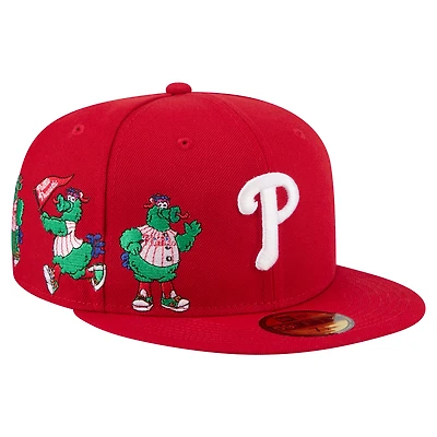 Men's New Era Red Philadelphia Phillies Run Mascot 59FIFTY Fitted Hat