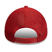 Casquette trucker ajustable New Era rouge Philadelphia Phillies pour homme, modèle 9FORTY, logo latéral, style A-Frame.