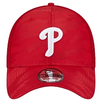 Casquette New Era 39THIRTY Flex rouge à motif camouflage subtil des Philadelphia Phillies pour homme