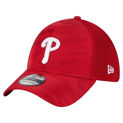 Casquette New Era 39THIRTY Flex rouge à motif camouflage subtil des Philadelphia Phillies pour homme