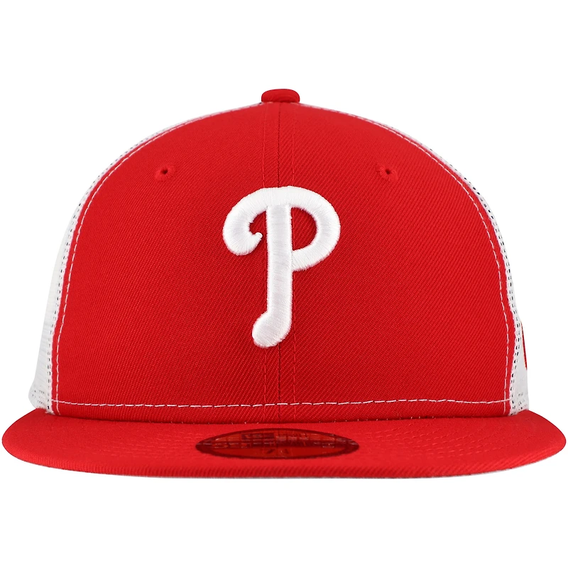 Men's New Era Red Philadelphia Phillies Team Color 59FIFTY Trucker Fitted Hat