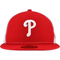 Men's New Era Red Philadelphia Phillies Team Color 59FIFTY Trucker Fitted Hat