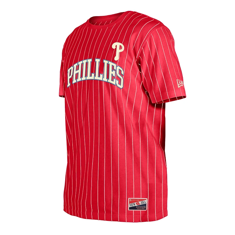 Men's New Era Red Philadelphia Phillies Throwback Pinstripe T-Shirt