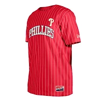 Men's New Era Red Philadelphia Phillies Throwback Pinstripe T-Shirt
