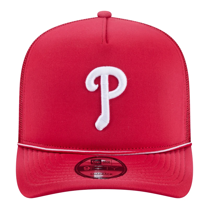 Men's New Era  Red Philadelphia Phillies Worn A-Frame 9FIFTY Trucker Snapback Hat