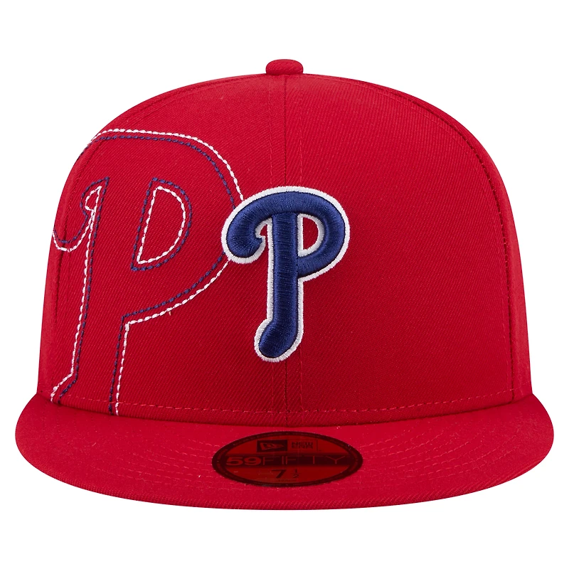 Casquette ajustée 59FIFTY rouge des Phillies de Philadelphie pour homme New Era