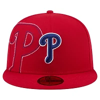 Casquette ajustée 59FIFTY rouge des Phillies de Philadelphie pour homme New Era