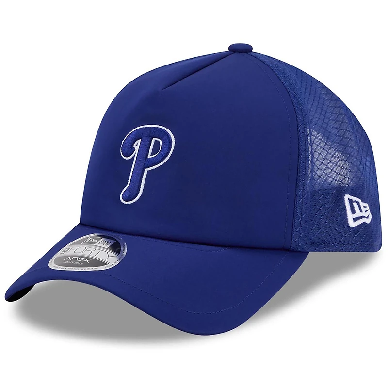 Casquette trucker ajustable New Era Royal Philadelphia Phillies 2026 pour homme, modèle Apex 9FORTY.