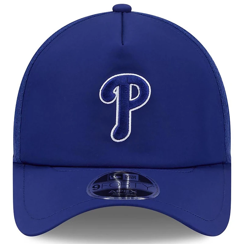 Men's New Era Royal Philadelphia Phillies 2026 Batting Practice Apex 9FORTY Adjustable Trucker Hat