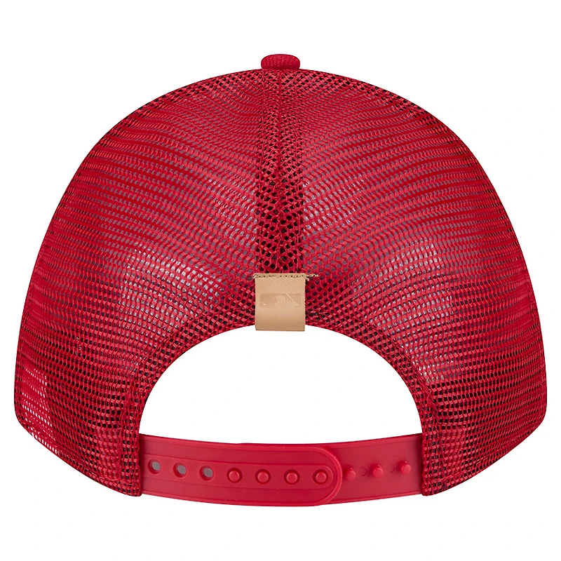 Men's New Era Stone/Red Philadelphia Phillies Text A-Frame Trucker 9FORTY Hat