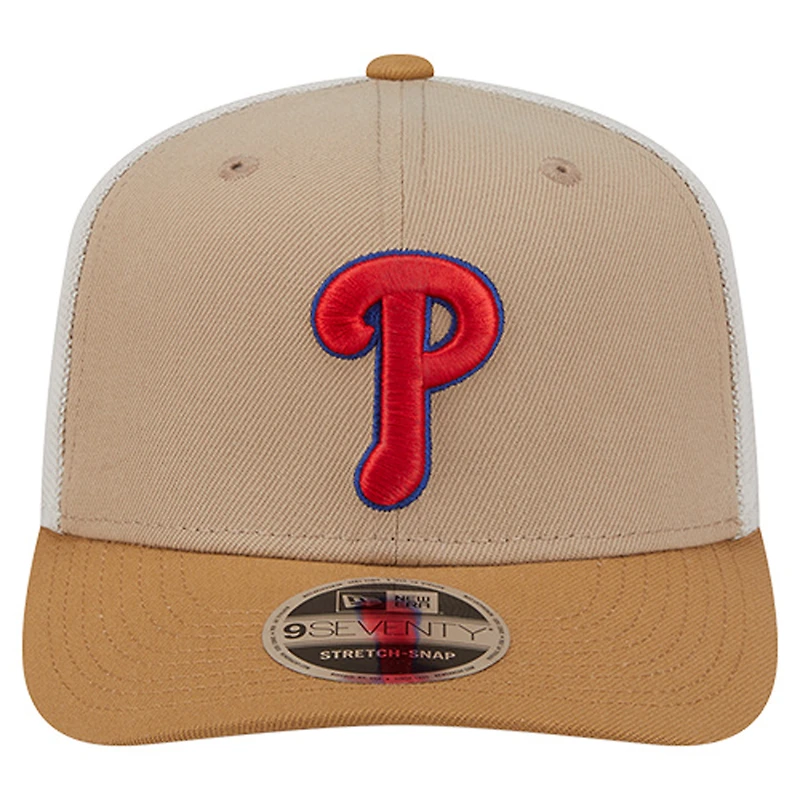 Men's New Era  Stone Philadelphia Phillies 9SEVENTY Trucker Adjustable Hat