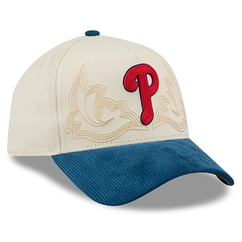Casquette ajustable New Era Stone Philadelphia Phillies 9FORTY à coutures western pour homme