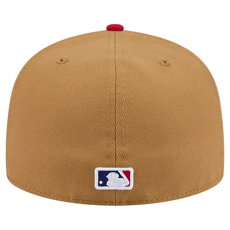 Men's New Era Tan Philadelphia Phillies Fruit Sticker 59FIFTY Fitted Hat