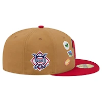 Men's New Era Tan Philadelphia Phillies Fruit Sticker 59FIFTY Fitted Hat
