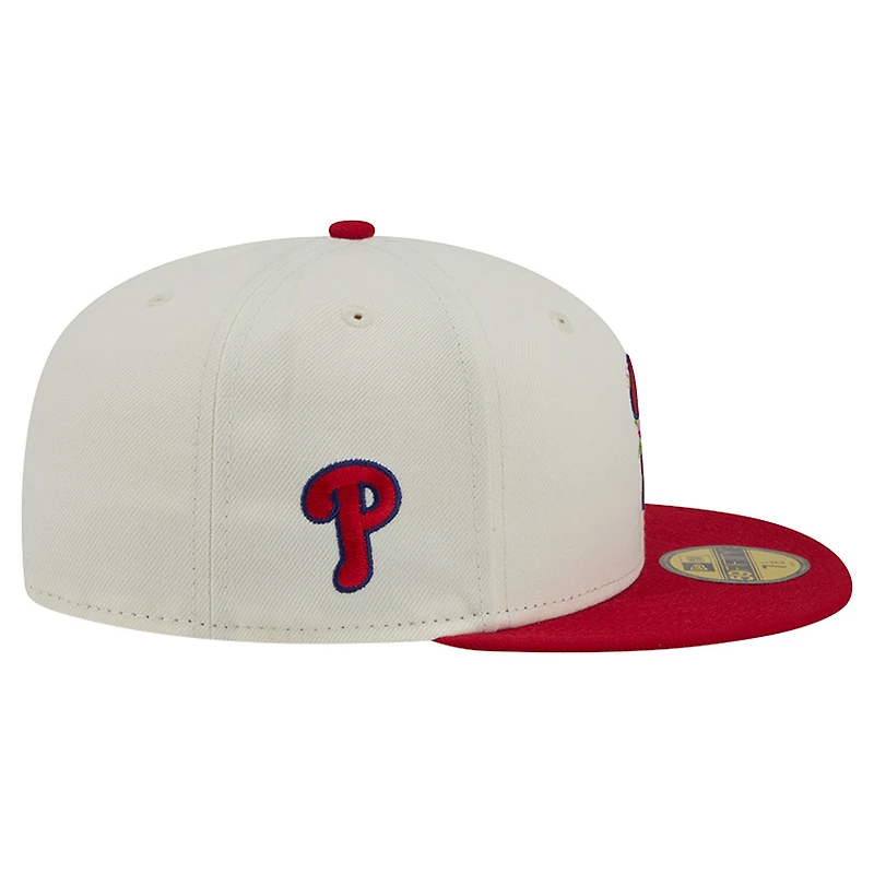 Men's New Era White/Red Philadelphia Phillies Blossom 59FIFTY Fitted Hat