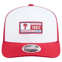 Casquette ajustable New Era 9SEVENTY blanche/rouge pour homme, motif Established Patch des Phillies de Philadelphie