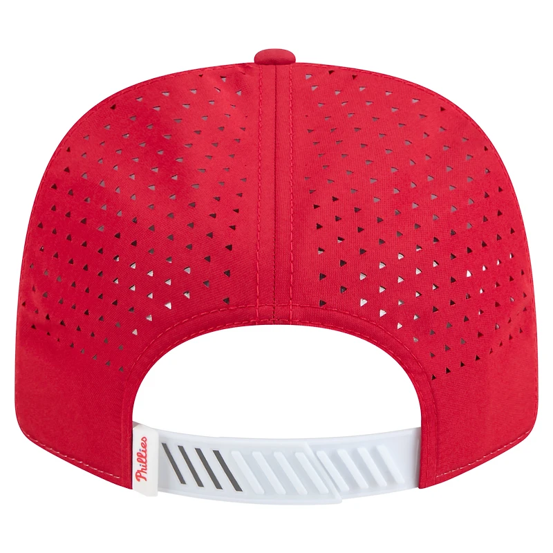 Casquette ajustable New Era 9SEVENTY blanche/rouge pour homme, motif Established Patch des Phillies de Philadelphie