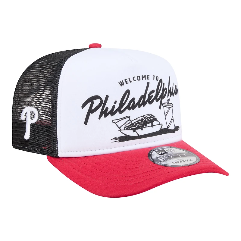 Casquette trucker New Era blanche et rouge Philadelphia Phillies Foodie A-Frame 9FIFTY pour homme