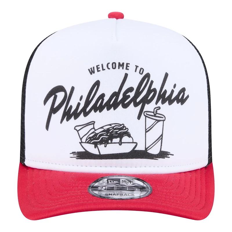 Casquette trucker New Era blanche et rouge Philadelphia Phillies Foodie A-Frame 9FIFTY pour homme