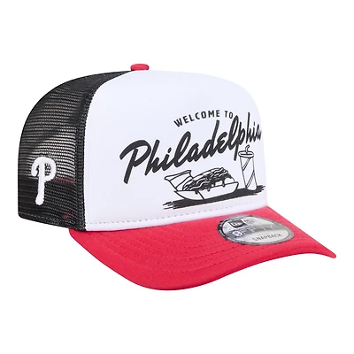 Men's New Era  White/Red Philadelphia Phillies Foodie A-Frame 9FIFTY Trucker Snapback Hat