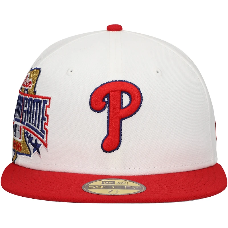 Casquette ajustée 59FIFTY Major Sidepatch des Phillies de Philadelphie New Era pour hommes, blanc/rouge