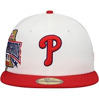 Casquette ajustée 59FIFTY Major Sidepatch des Phillies de Philadelphie New Era pour hommes, blanc/rouge