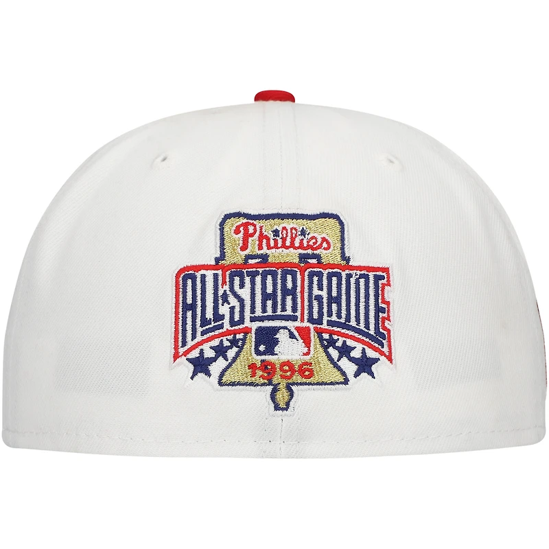 Casquette ajustée 59FIFTY Major Sidepatch des Phillies de Philadelphie New Era pour hommes, blanc/rouge