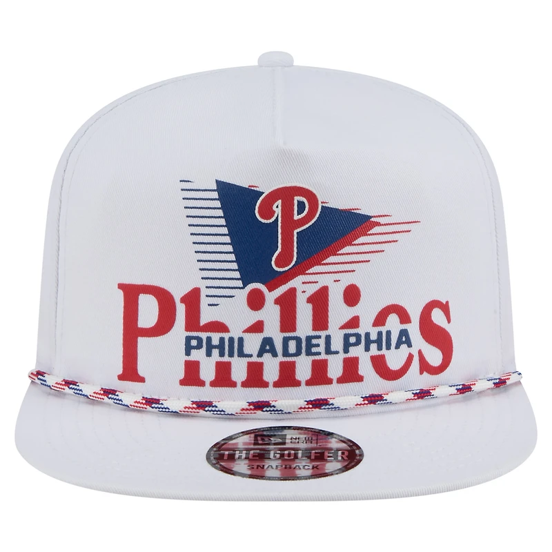 Casquette snapback blanche New Era pour homme, motif Philadelphia Phillies Collide Golfer