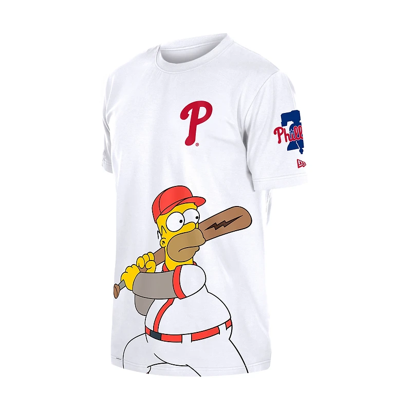 Men's New Era White Philadelphia Phillies MLB x Simpsons Homer Wonderbat T-Shirt