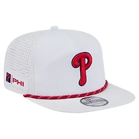 Casquette de golf perforée blanche New Era pour homme, motif Philadelphia Phillies