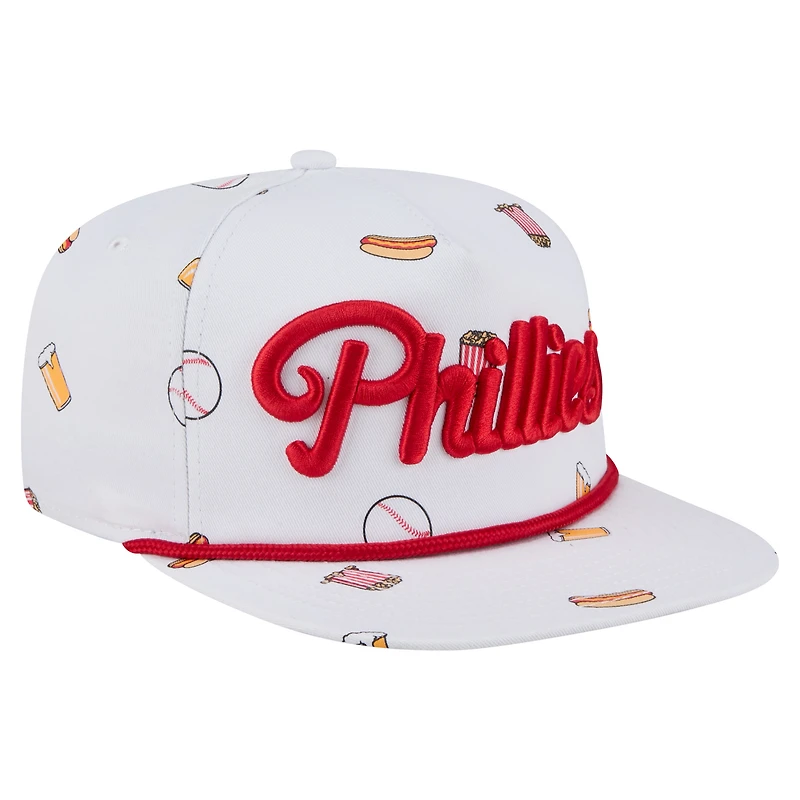 Casquette ajustable New Era blanche 19TWENTY pour homme avec logo de l'équipe des Philadelphia Phillies
