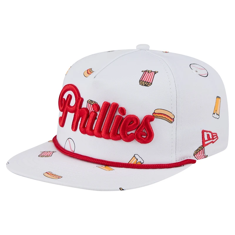 Casquette ajustable New Era blanche 19TWENTY pour homme avec logo de l'équipe des Philadelphia Phillies