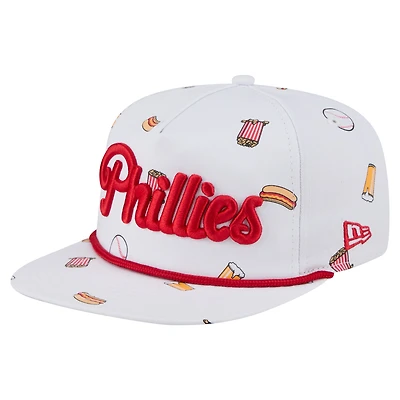 Casquette ajustable New Era blanche 19TWENTY pour homme avec logo de l'équipe des Philadelphia Phillies