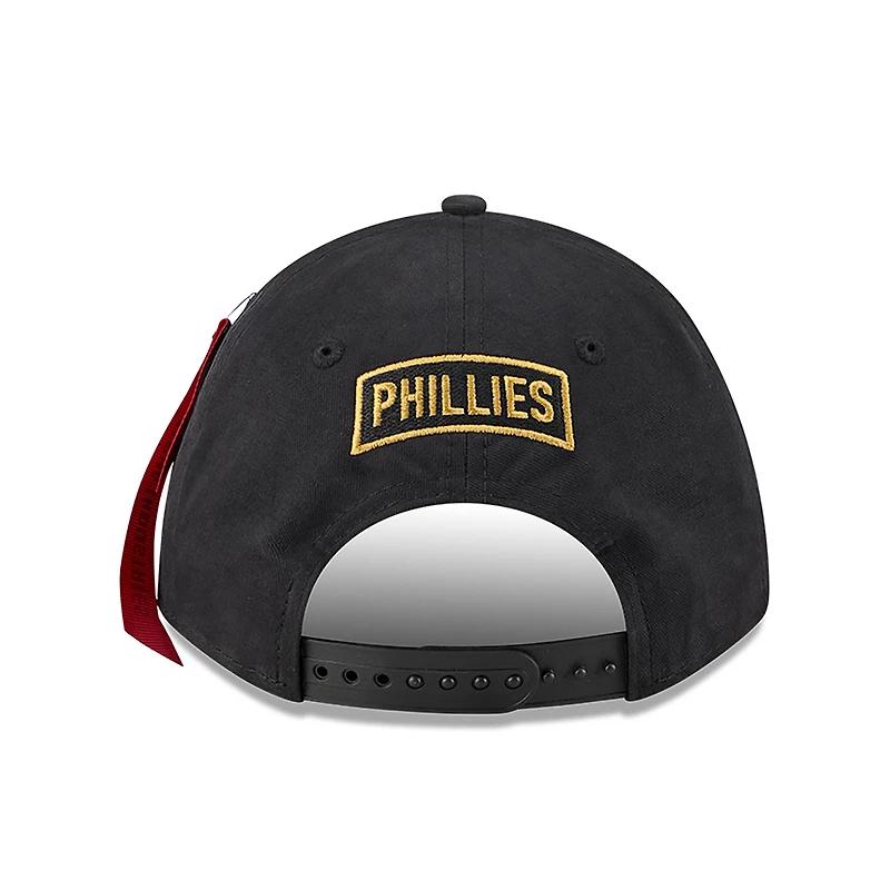 Men's New Era x Alpha Industries  Black Philadelphia Phillies A-Frame 9FORTY Adjustable Hat