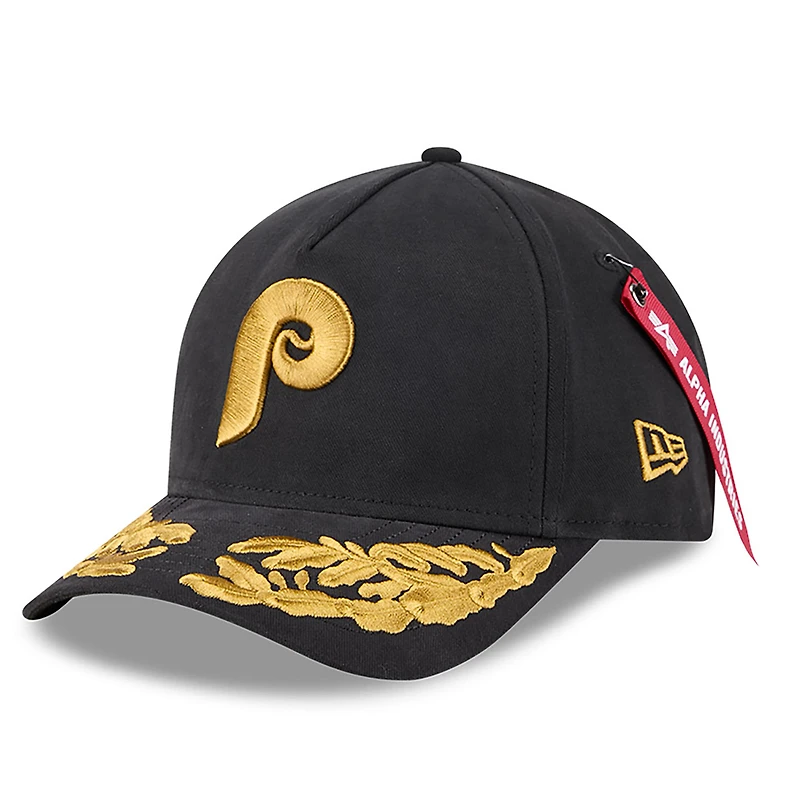 Men's New Era x Alpha Industries Black Philadelphia Phillies A-Frame 9FORTY Adjustable Hat
