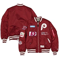 Blouson aviateur entièrement zippé New Era x Alpha Industries bordeaux pour homme des Philadelphia Phillies