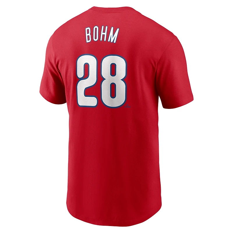 T-shirt Nike Alec Bohm rouge pour homme avec nom et numéro Fuse des Philadelphia Phillies