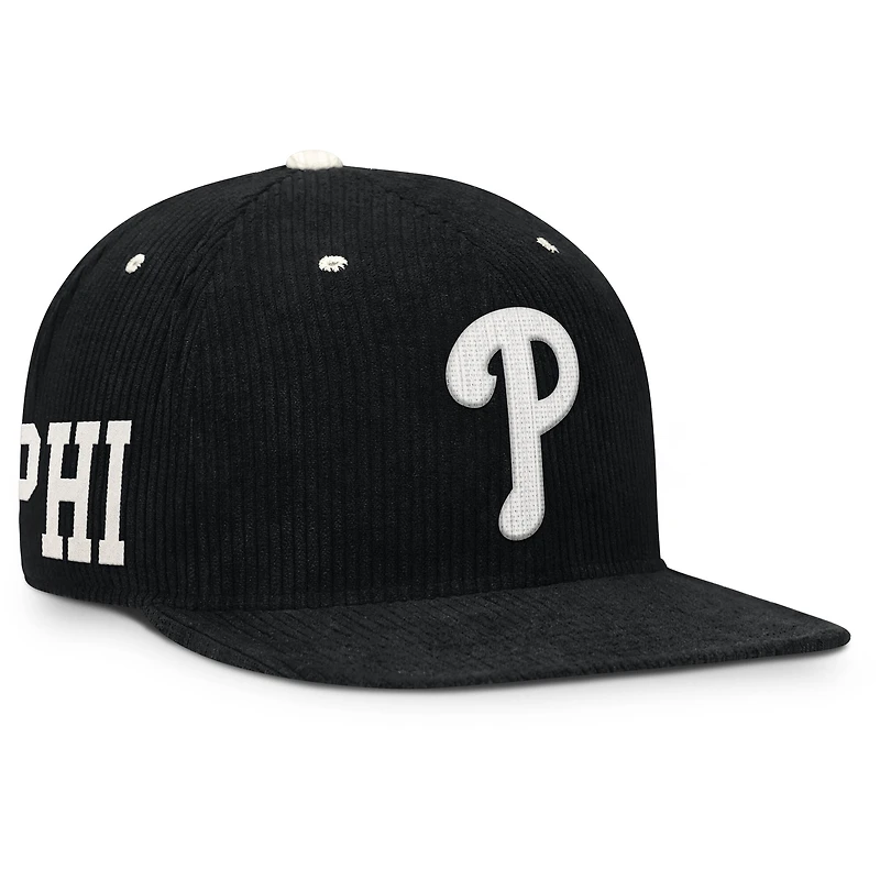 Men's Nike Black Philadelphia Phillies Pro Corduroy Structured Snapback Hat