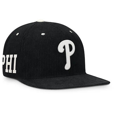 Men's Nike  Black Philadelphia Phillies Pro Corduroy Structured Snapback Hat