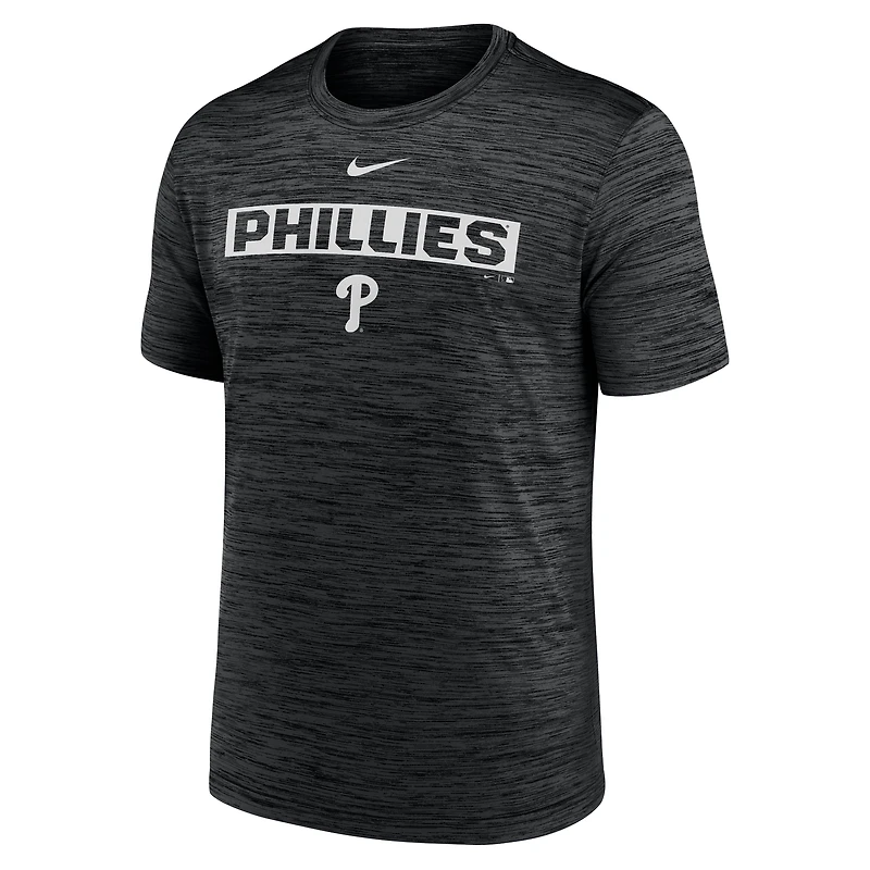 T-shirt Nike Velocity Dri-FIT noir pour homme, Philadelphia Phillies