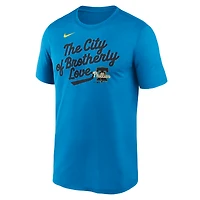 Men's Nike Blue Philadelphia Phillies City Connect Team Phrase Script Legend Performance T-Shirt